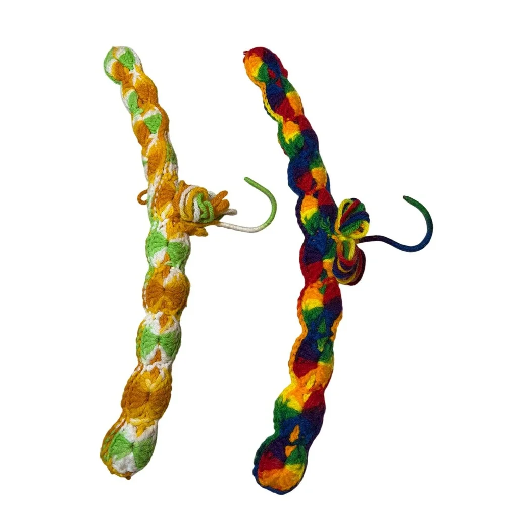 Vintage Lot of (4) Handmade Yarn Doll & Braided Folk Art Crochet Hanger Covers